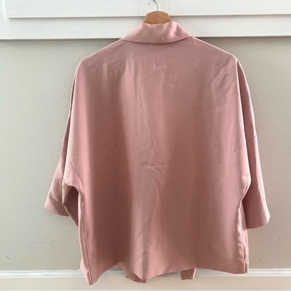 Banana Republic Factory Solid Kimono Style Pink Savannah Clay Open Front Blazer - Picture 8 of 8